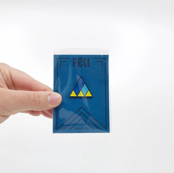 Triangle, Geometric, Fell, Yellow, Navy, Blue, Enamel, Pin